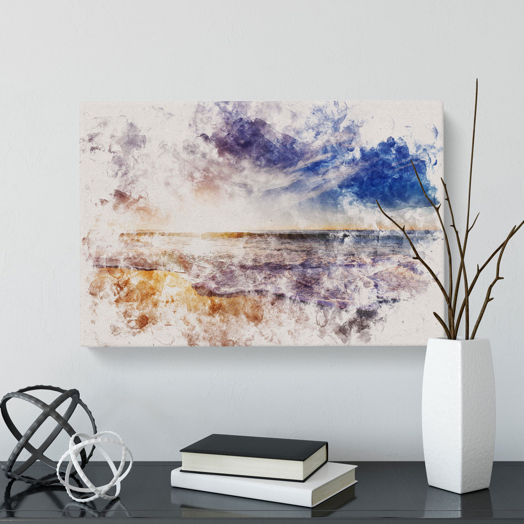 Sunset Over A Californian Beach - Wrapped Canvas Painting