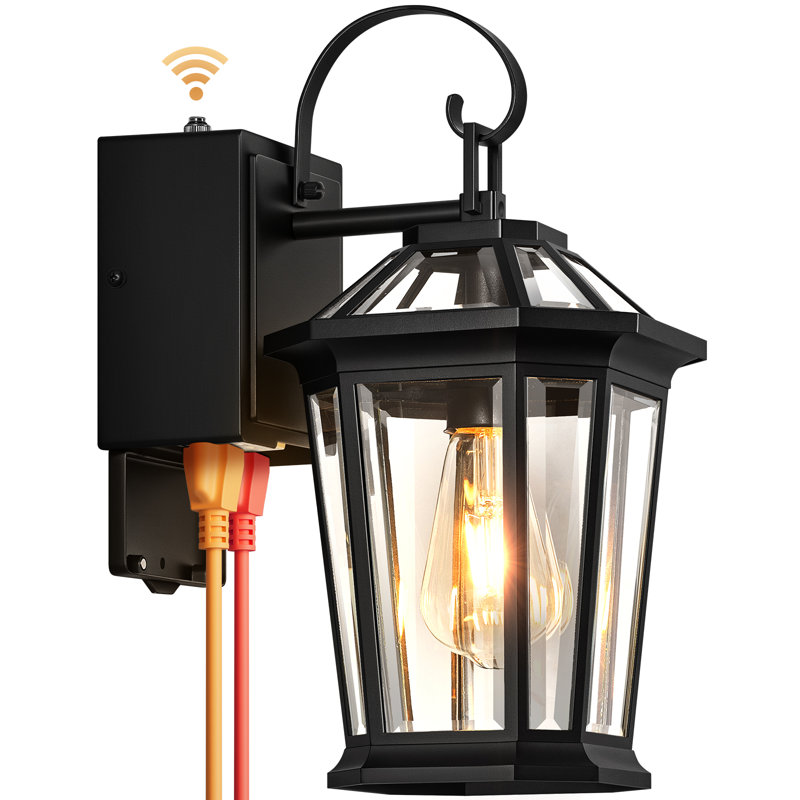 Waterproof Dusk to Dawn Outside Wall Lights with GFCI Outlet