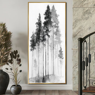 Black And White Tall Pine Tree Forest - Pine Wall Art, Black Nature Canvas Print