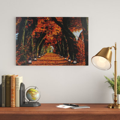 Art mural sur toile à DEL avec bougie d'automne et baies 23,5 po x 15,75 po