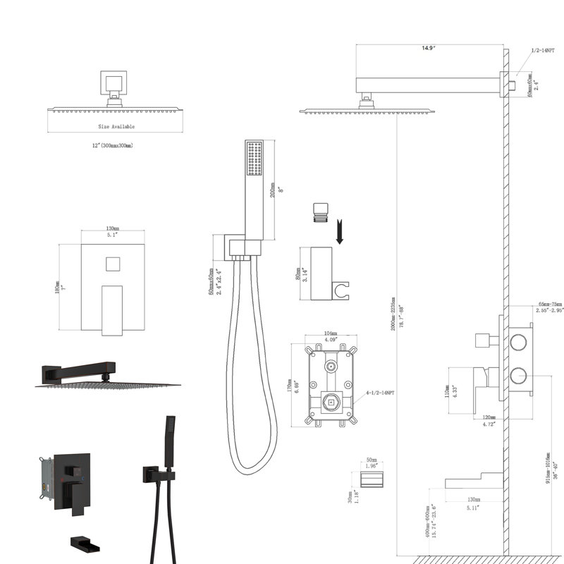 Système de douche polyvalent en acier inoxydable