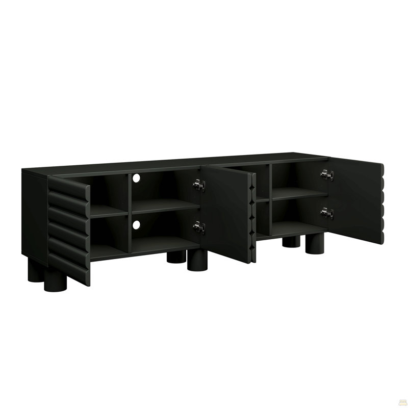 TV Cabinet With Adjustable Shelves, TV Stand With 4 Cabinets For Tvs Up To 75", Black