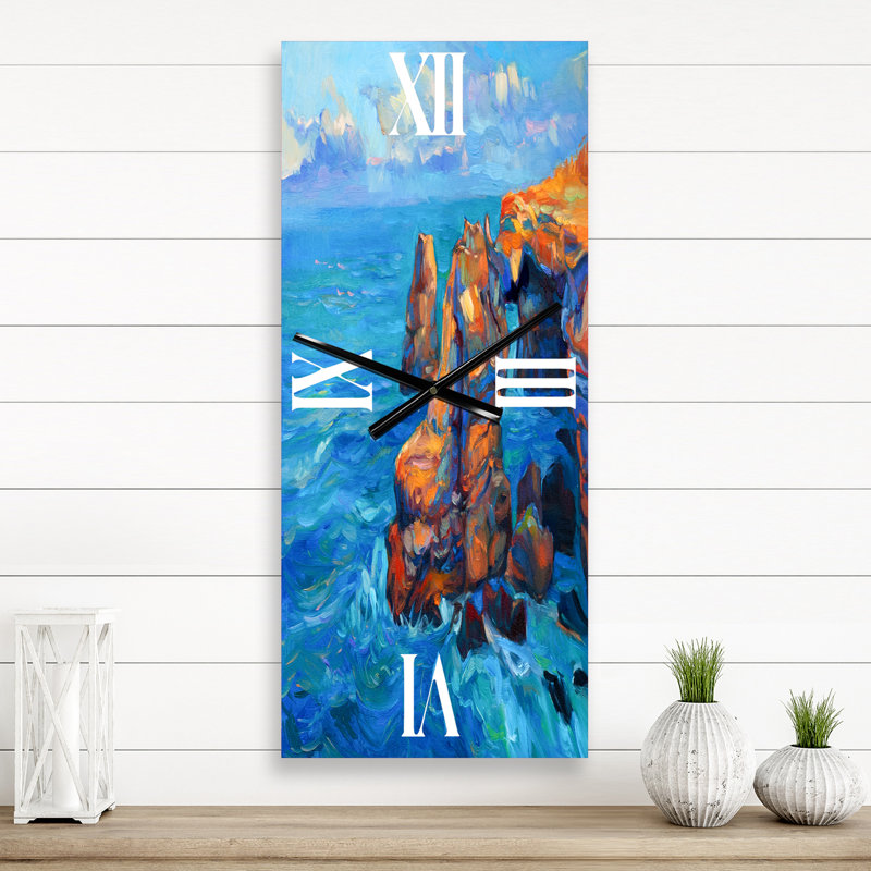 Cliff by the Blue Ocean - Horloge murale nautique et côtière, Petit
