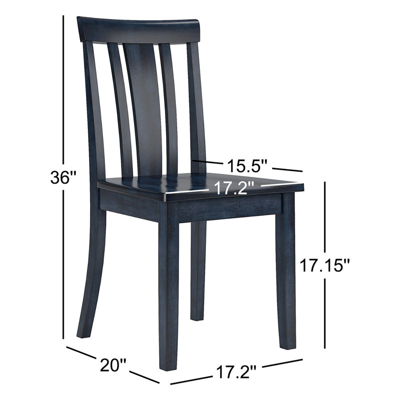 Chaise d'appoint en bois massif H 17,15 po Plympton, Denim antique