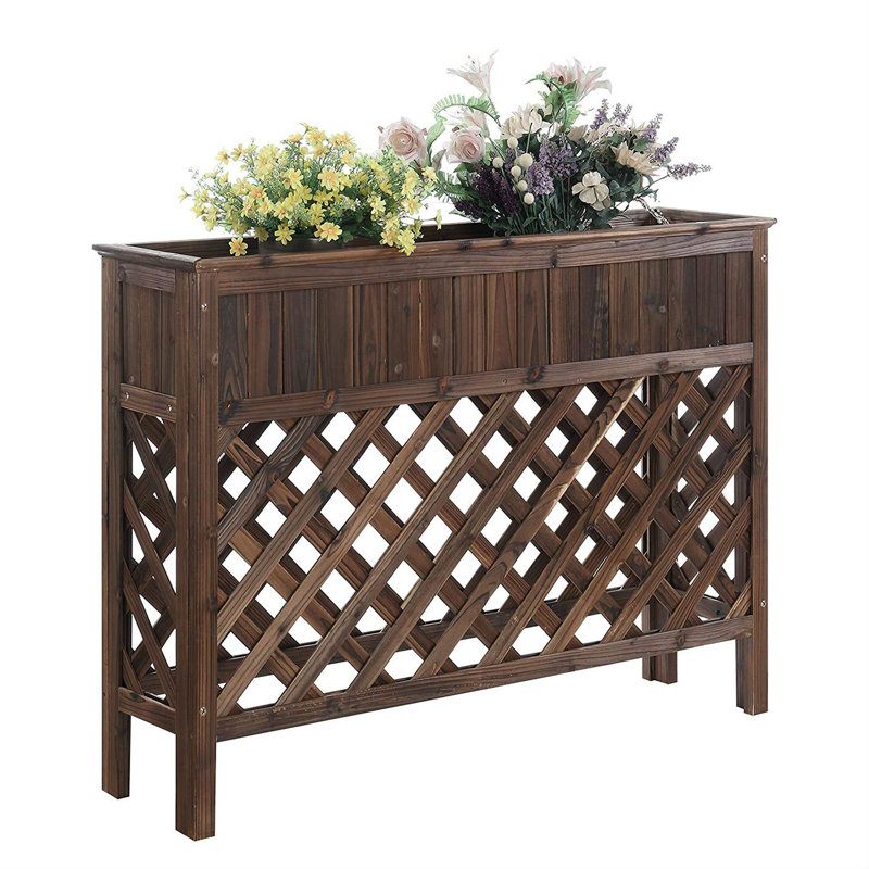 Jackson Wood Elevated Planter, 36" H x 36" W x 13" D, Weathered Cedar