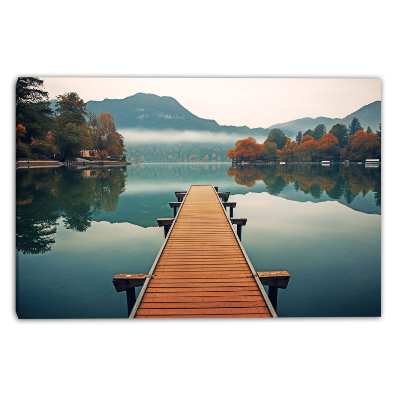 «Autumn Pier Tranquility», art mural sur toile tendue, H 12 po x l 16 po