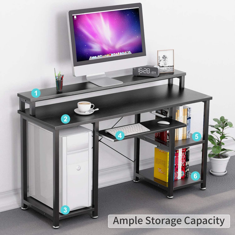 Tribesigns Computer Desk with Storage Shelf, 47 inch Home Office Desk with  Printer Stand & 23 inch Bookcase, Writing PC Table with Space Saving Design