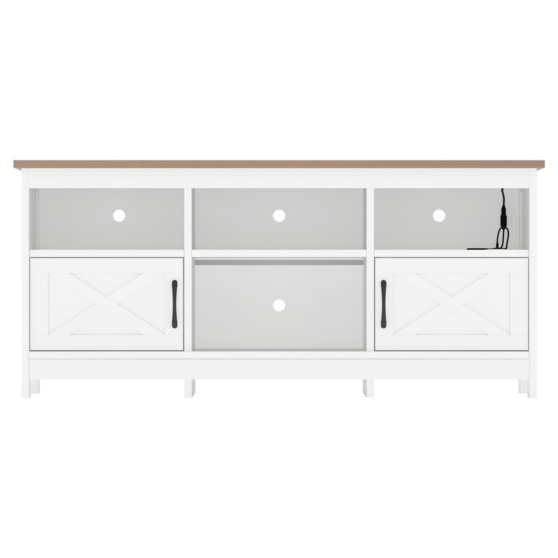 Meuble télé 59,00 po Mercato, H 25,6 po x l 59 po x P 15,7 po, Blanc / bois de chêne