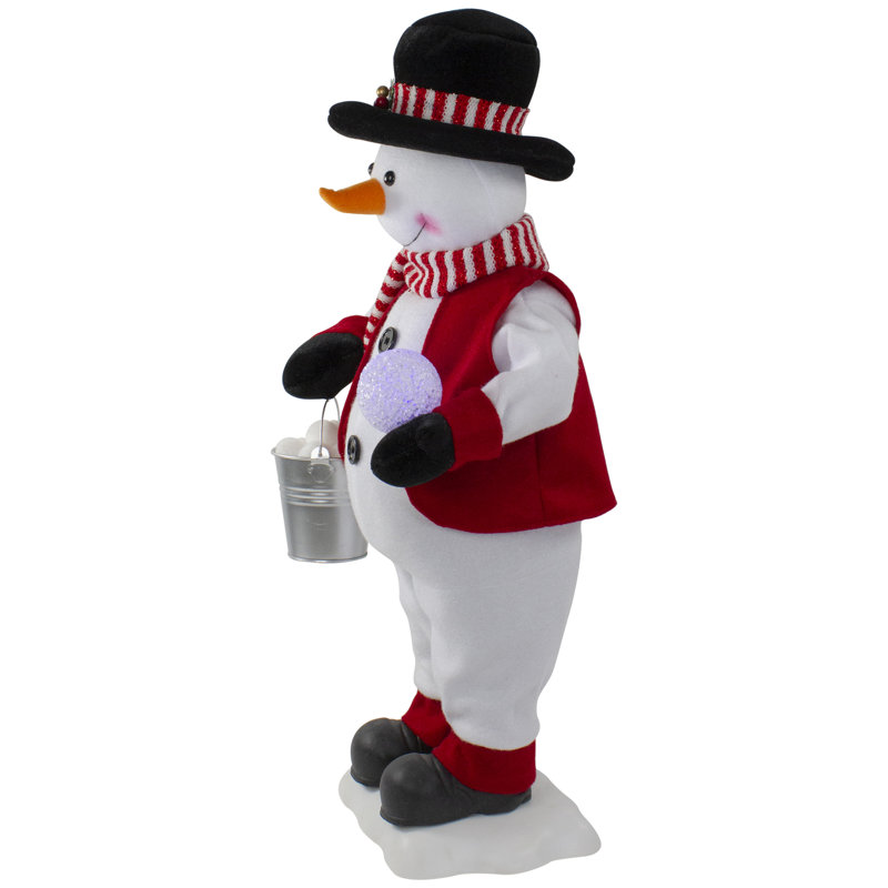 Figurine de bonhomme de neige musicale animée et lumineuse 24 po 24 po