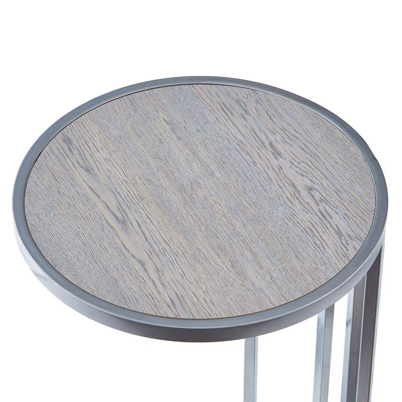 Table de bout Estephen, Gris, Chrome