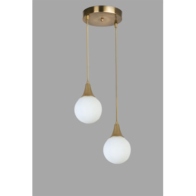 Elegant Adjustable Chandelier, White & Gold, 9.8 in Diameter x 27.6 in Height | Durable Metal Body & Glass Cap, E27 Socket (Max 40W) | Modern Design for Living Room, Dining Room & Entryway, IP20 Rated