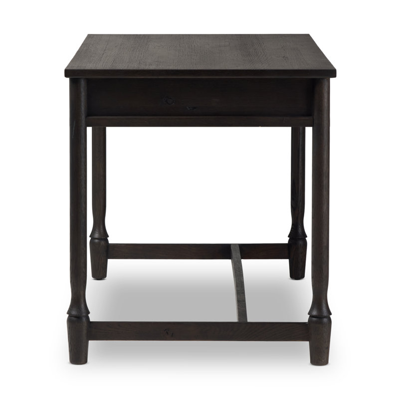 Bari Desk-Weathered Oak, Cracked Smoked Black Veneer