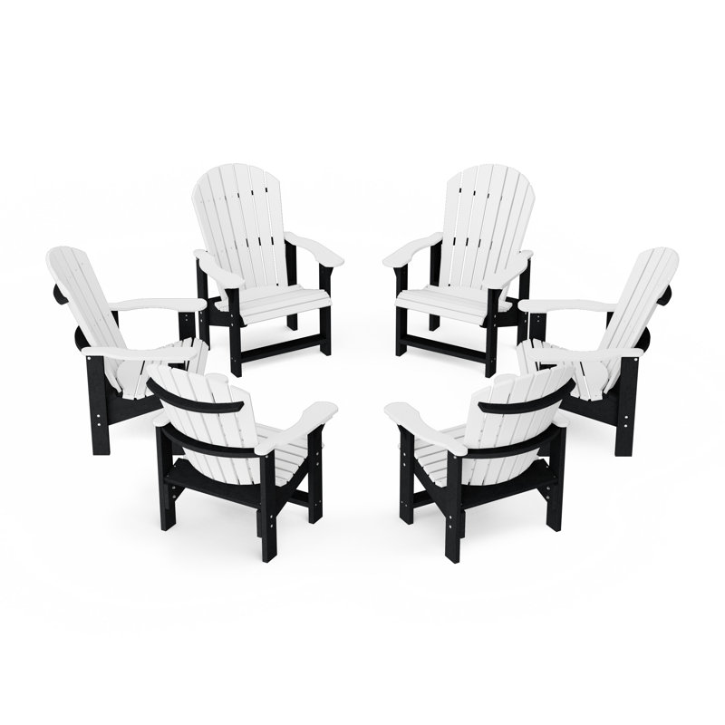 Ensemble de 6 chaises héritage Heritage Adirondack, Blanc/Noir