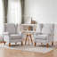 Ensemble 2 pièces de fauteuil d'appoint à oreilles et de table d'appoint ronde en bois d'hévéa-1428402690