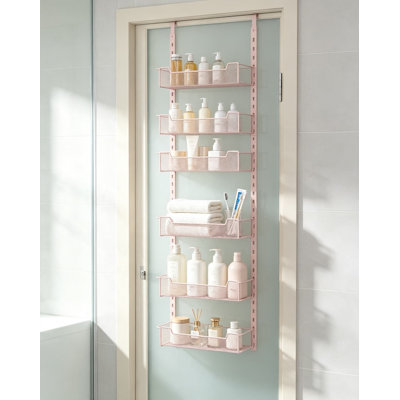 Over the Door Pantry Organizer with Adjustable Baskets, Narrow Door Storage Rack for Kitchen Pantry, Spice Rack and Bathroom Organization, Sturdy Carbon Steel Construction, Easy Assembly