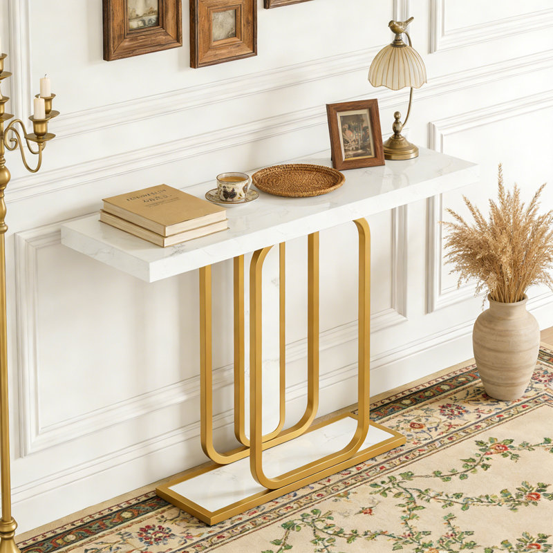 Canapé console moderne en faux marbre avec lumières DEL