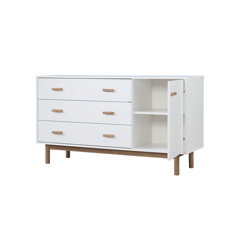 Isabeau 144 Cm Wide 3 Drawer Highboard, White/Oak
