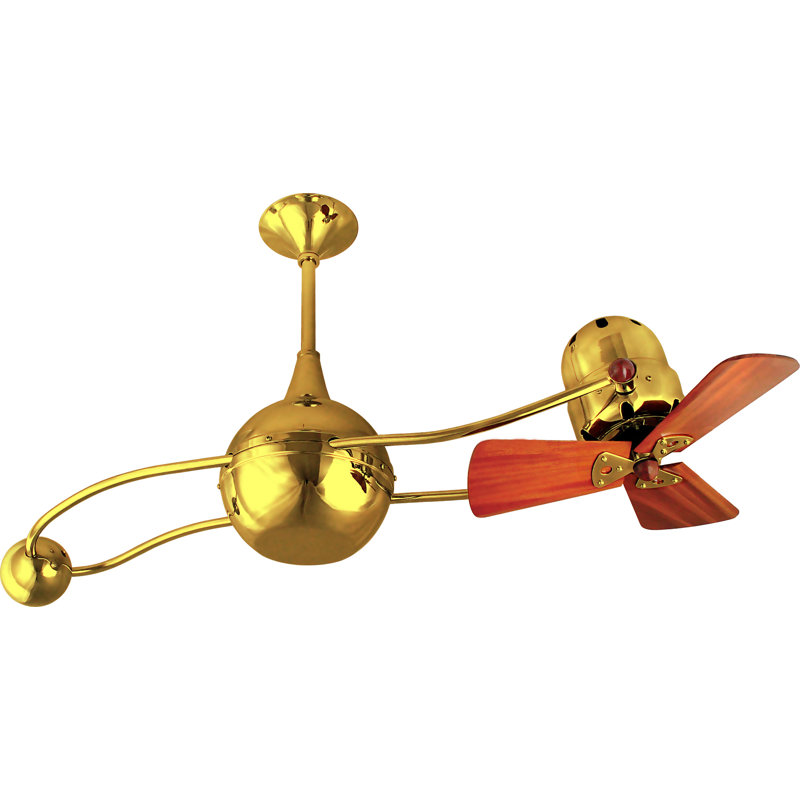 44" Brisa 2000 3 Wooden Blade Rotational Ceiling Fan, Polished Copper, No