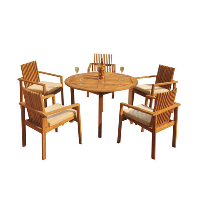 3 - Person Teak Wood Patio Dining Set with Round Table
