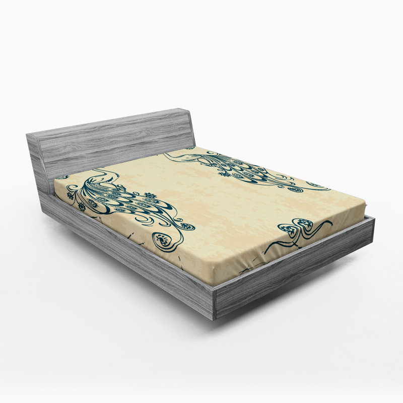 Peacock Microfiber Fitted Sheet, Full/Double Fitted Sheet