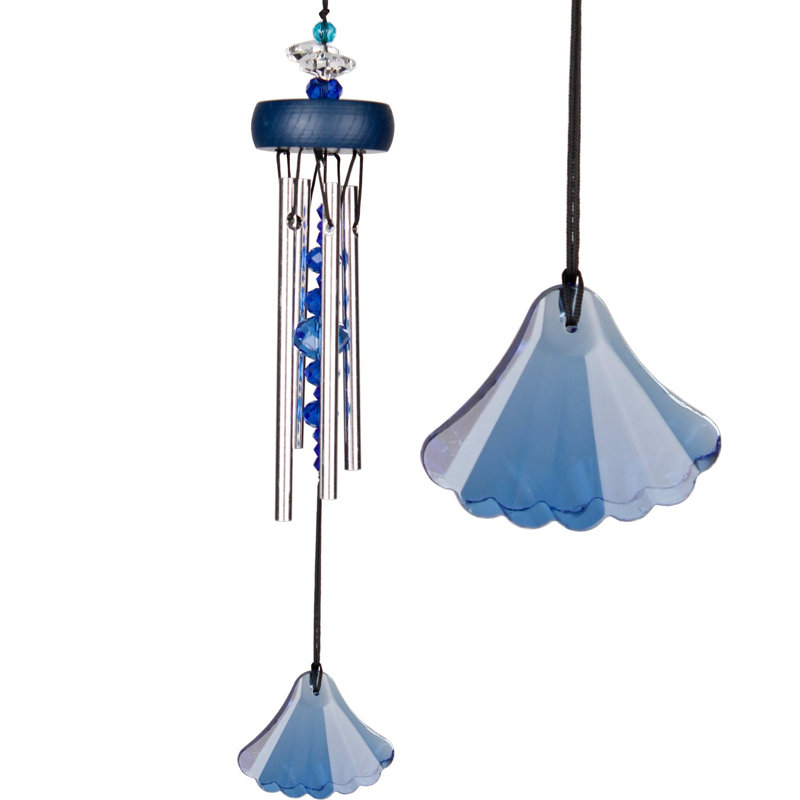 Blue and Silver Crystal Accent Wind Chime for Outdoor Decor
