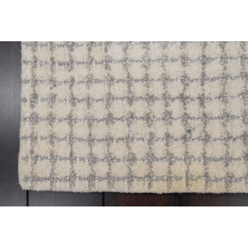 Tapis gris en laine tissé à la main Amauche, Rectangle de 5 pi x 8 pi