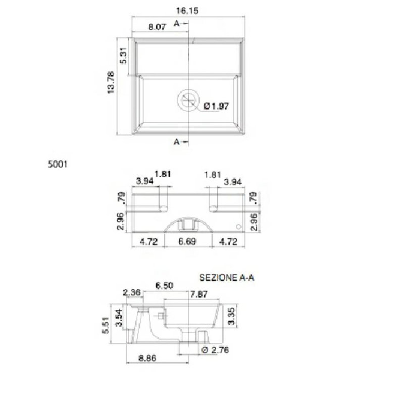 Scarabeo By Nameeks Teorema 13.78'' Standard White Ceramic Rectangular Bathroom Sink with Overflow, Single Hole