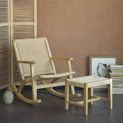 Modern Simple Solid Wood Paper Rope Rocking Chair Rocking Chair