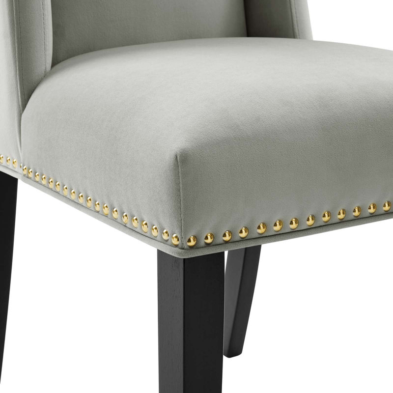 Elegant Light Gray Velvet Upholstered Dining Chair with Wood Frame