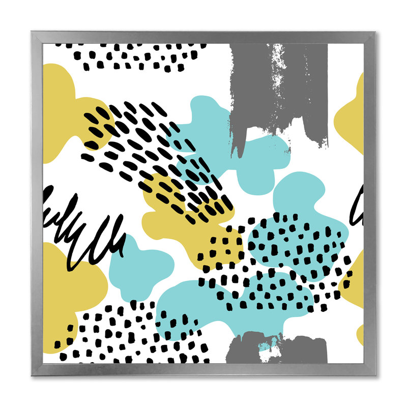 «Blue and Green Retro Polka Dots Clouds», reproduction d'art sur toile moderne, H 30 po x l 30 po x P 1 po