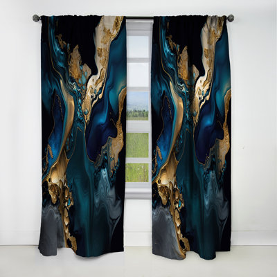Abstract Geode Marble Blue IV - Rideau en marbre abstrait - Rideau en marbre occultant - 1 panneaux