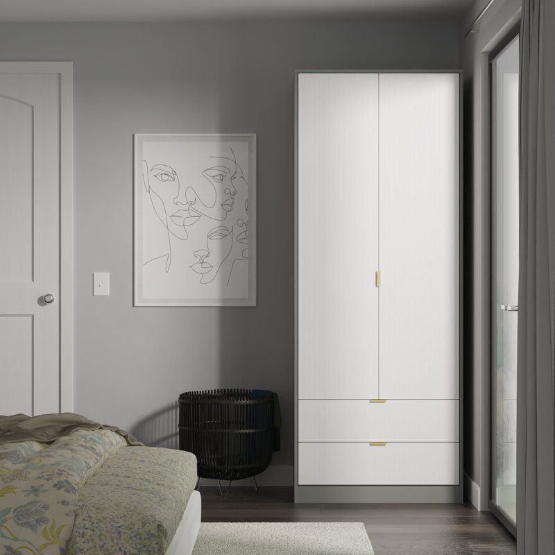 Becklyn Manufactured Wood Wardrobe, White/Dusk Grey