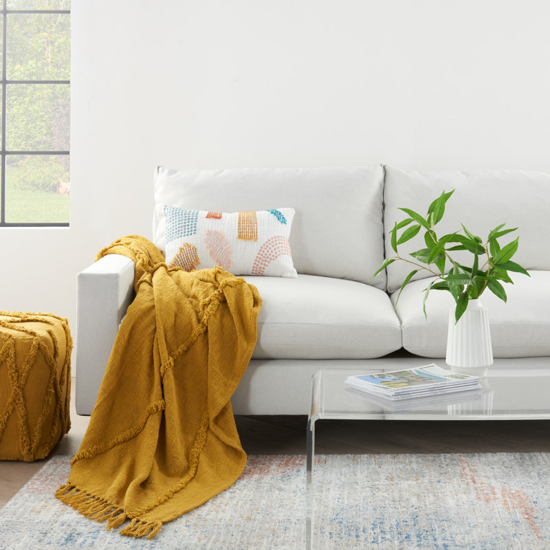 Ruzmira 100% Cotton Throw, Mustard Yellow