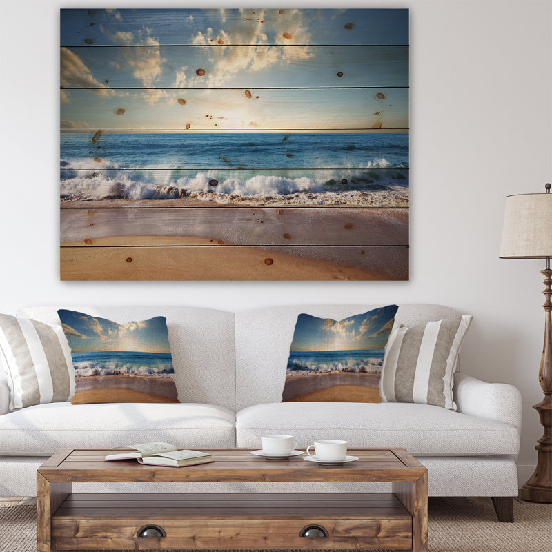 Sunrise Sea Sunset beach, art mural sur toile côtière, reproduction d'art sur la plage, Métal métal, H 30 po x l 40 po