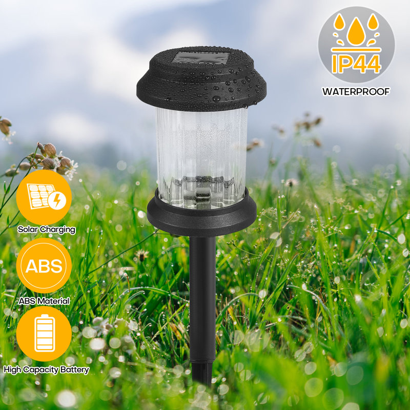 Black Solar Powered LED Pathway Light Pack, Set of 6