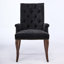 Chaise de salle à manger rembourrée en tissu de chenille, pieds courbés en bois massif, élégante chaise de salle à manger capitonnée pour salle à manger, paquet simple, noir-797944441-797944433