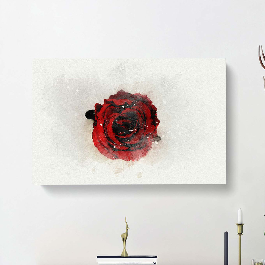 Leinwandbild Red Rose in Bloom in Abstract