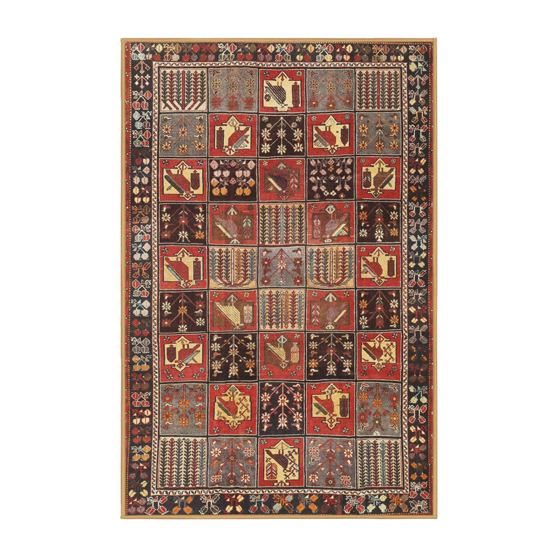 Tapis traditionnel vert / rouge Plamond, Rectangle 2 pi x 4 pi