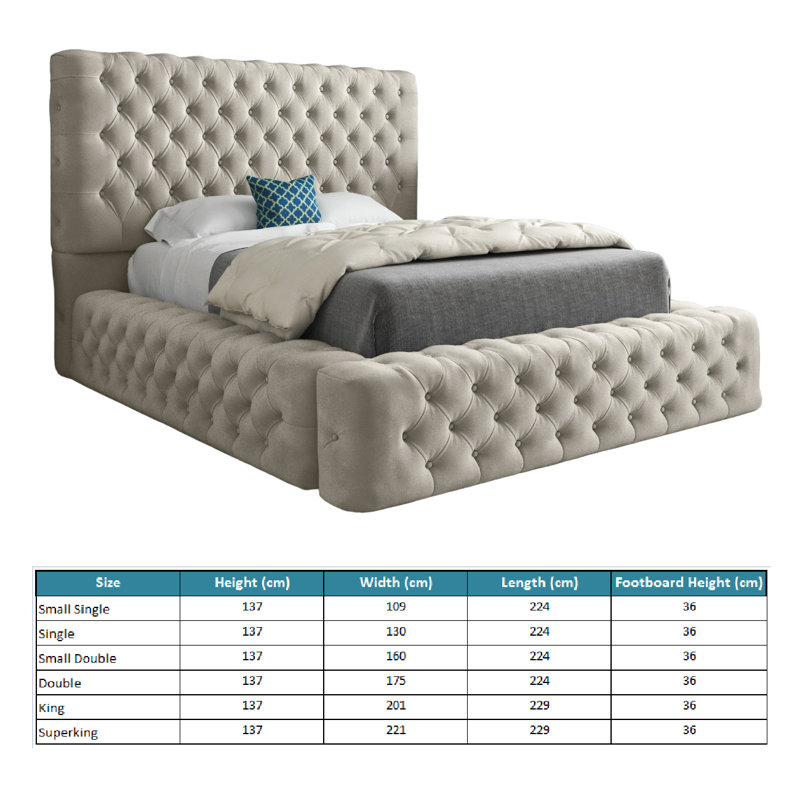 Aldon Upholstered Bed, Small Single (2'6), Beige