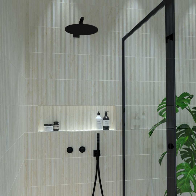 Lyrical 4.5" x 9" Matte Porcelain Fluted Wall Tile, Travertine