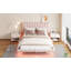 Grand lit flottant moderne en velours avec lumières DEL et port USB-917852610