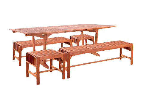 6 - Person Wood Patio Dining Set with Rectangular Table