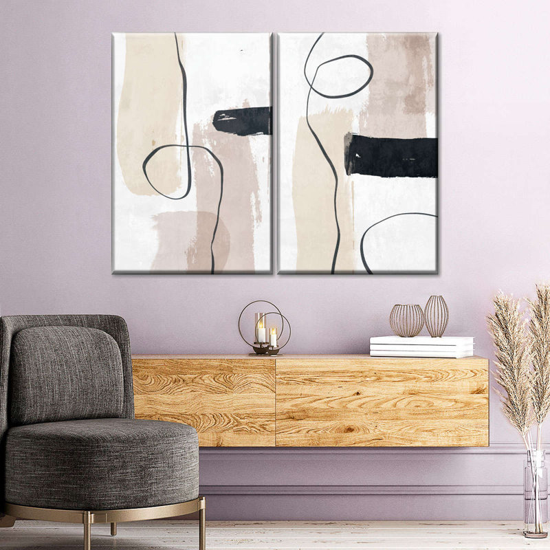 Muted Tones Triptych Multi Piece Canvas Print, 48" H x 66" W x 1.25" D