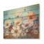 Art liquide blanc et bleu avec fleurs sauvages - champ de fleurs, art mural sur bois de pin naturel-1752377212