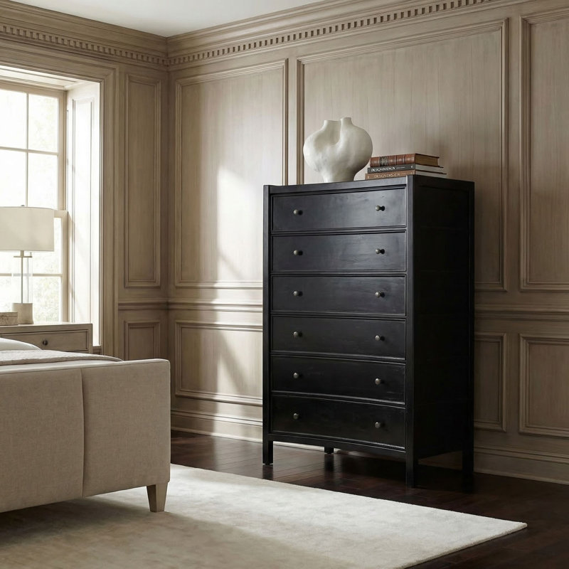 Hampton 6 - Drawer Dresser, Hand Rubbed Black