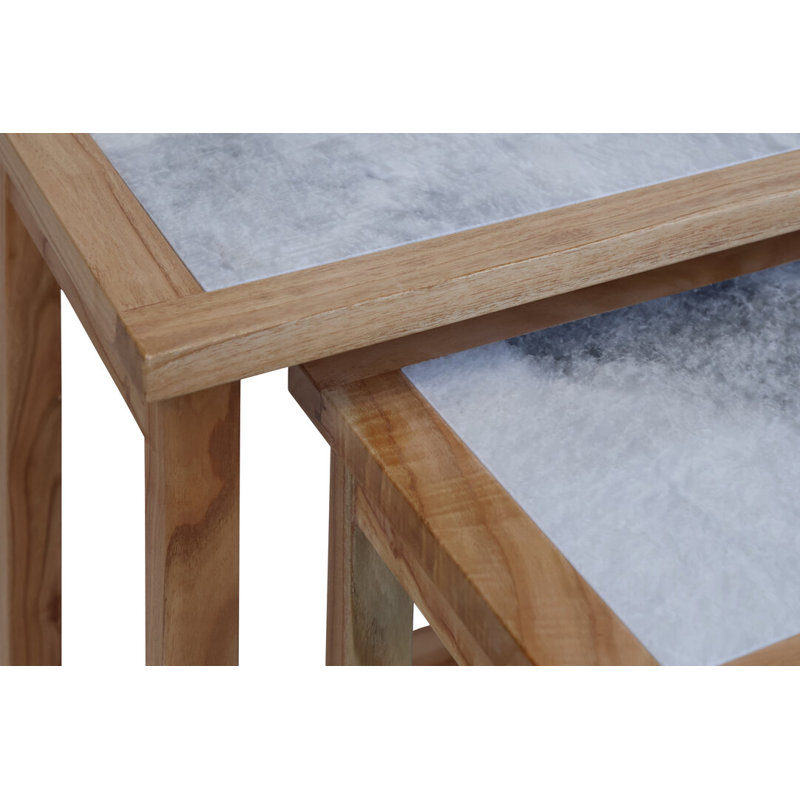 Side Table Set, Natural Wood