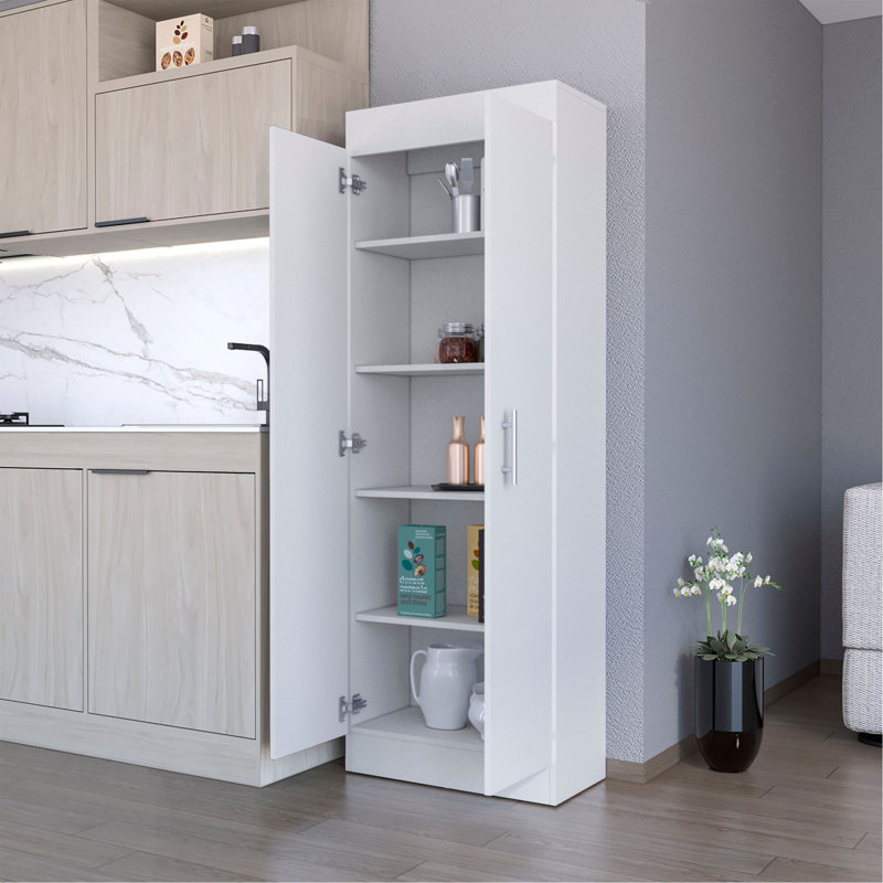 Garde-manger Dawson avec rangement élégant à 5 tablettes, Blanc