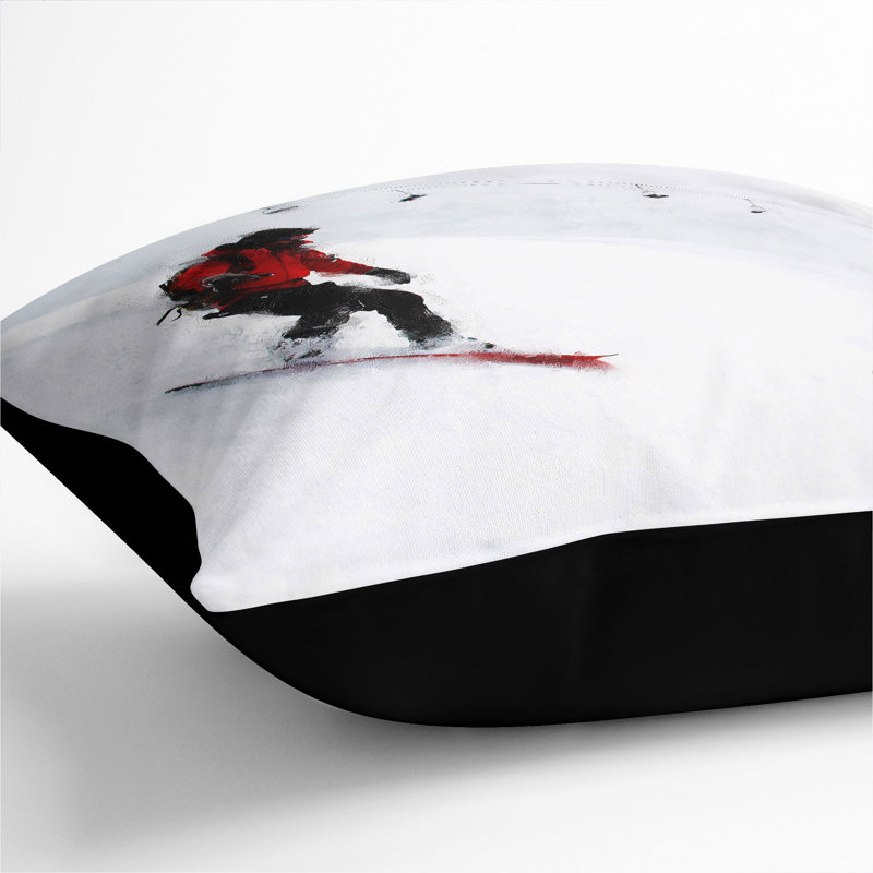 Snowboarding Painting Scatter Cushion, 55cm H x 55cm W x 20cm D, Black