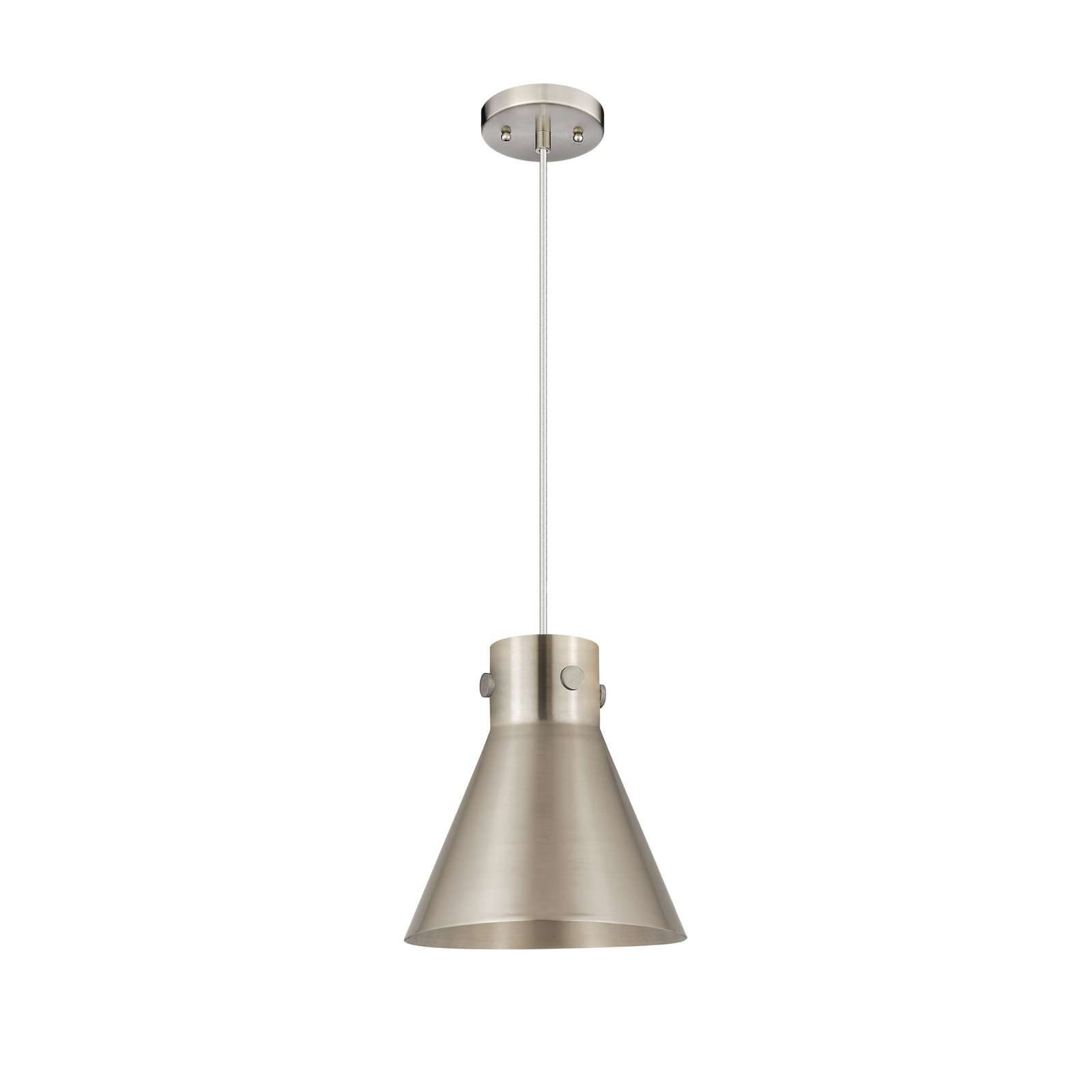 Coterie Single Light Metal Dimmable Pendant, Satin Nickel, 11" H x 10" W x 10" D