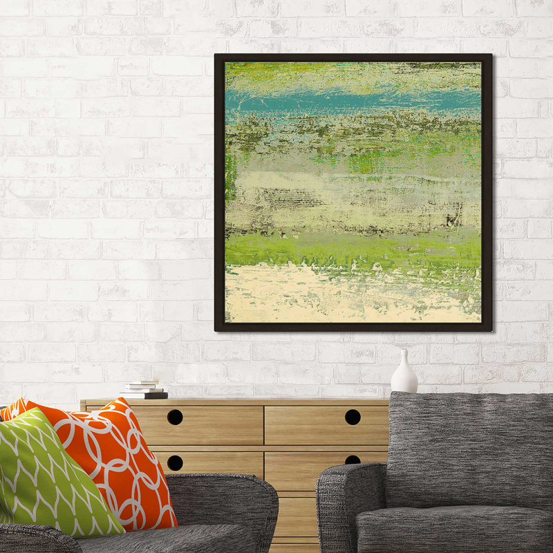 «Organic Green I», reproduction de peinture à l'acrylique encadrée, H 31,5 po x l 31,5 po x P 2 po, Cadre flottant espresso